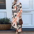 Fall Retro Fashion Printed Floral Wide Leg Pants + Shirt 2-Piece Set