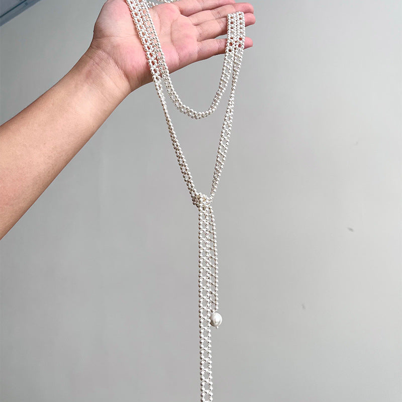 French Layered Round Pearl Beaded Necklace - view 3