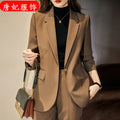 Fall Professional Casual Plus Size Mid-Length Long Blazer + Top Set
