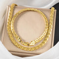 Italy Craft Woven Snake Chain Men Solid Heart Versatile Gold Plated Clavicle Chain Trendsetter Style of Bracelet Set