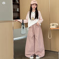 Girls' Balloon Curved-Leg Pants - Lace Trim Waist
