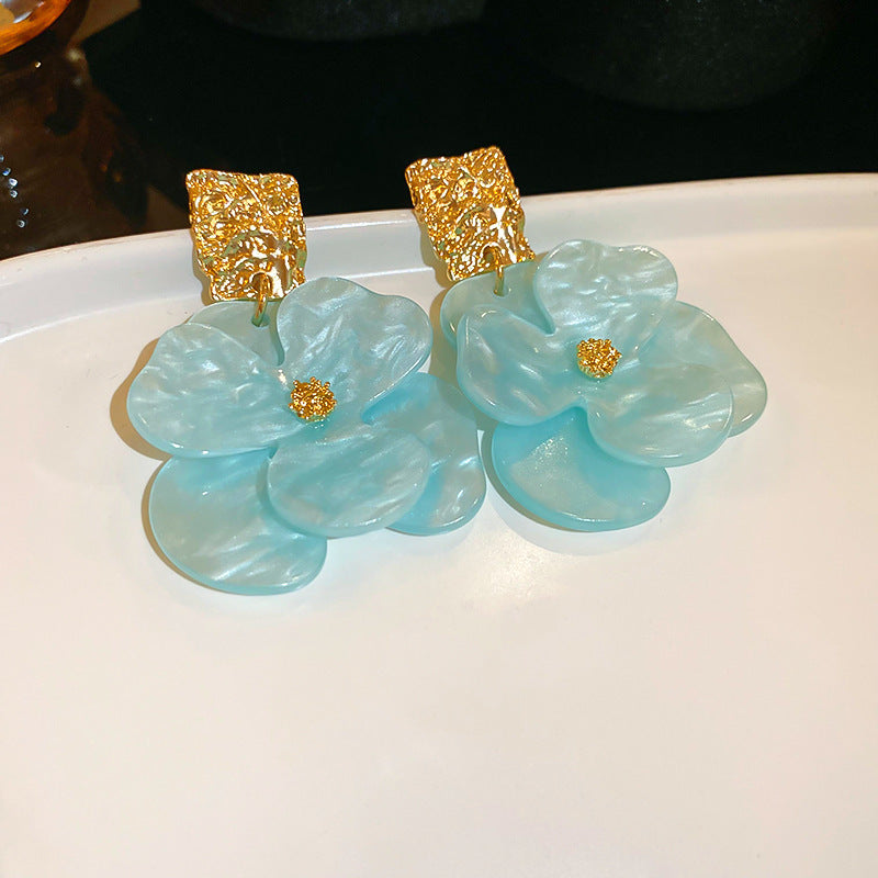 Resin Flower Pendant Tassel Earrings - view 12