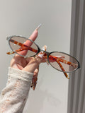 New Small-Frame Sunglasses UV-Proof Western 2026 New Fashionable Old Money Style Influencer Narrow Frame Oval Round Sunglasses