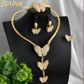 EU/US Import Bestseller Fringe 3D Butterfly Rhinestone Necklace Bracelet Set Earrings Ring Banquet Women Jewelry Set