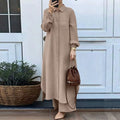Elegant Long Sleeve Loose Shirt + Pants 2-Piece Set