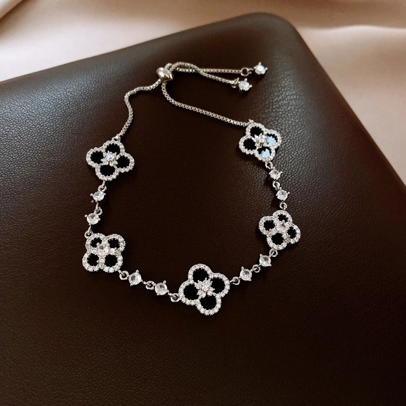 French Rhinestone Floral Adjustable Bracelet - view 8