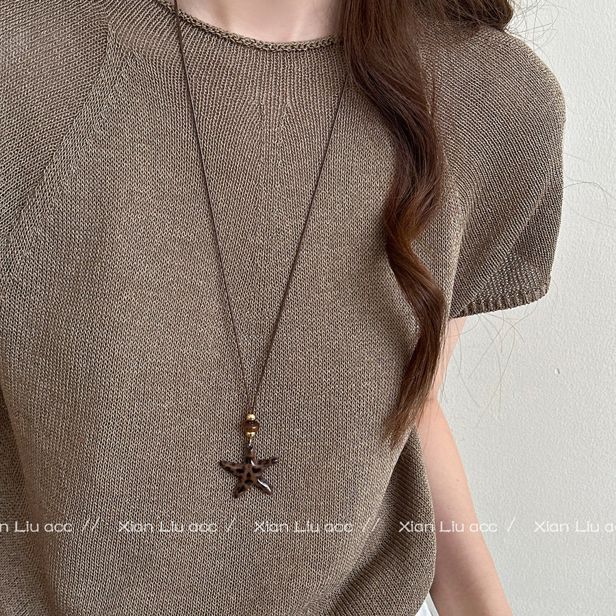 Vintage Leather Cord Stone Pendant Necklace - view 7