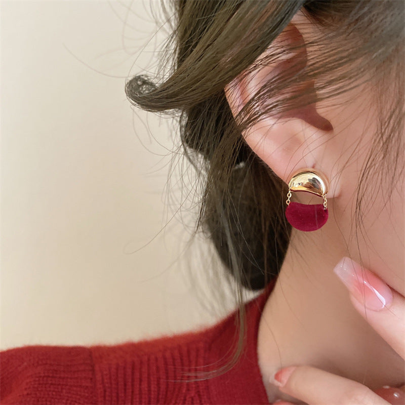 Anchora Red Vintage Flower Stud Earrings - view 9