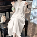 New Chinese Style Embroidered V-Neck Dress - Loose Fit Elegant Summer Dress
