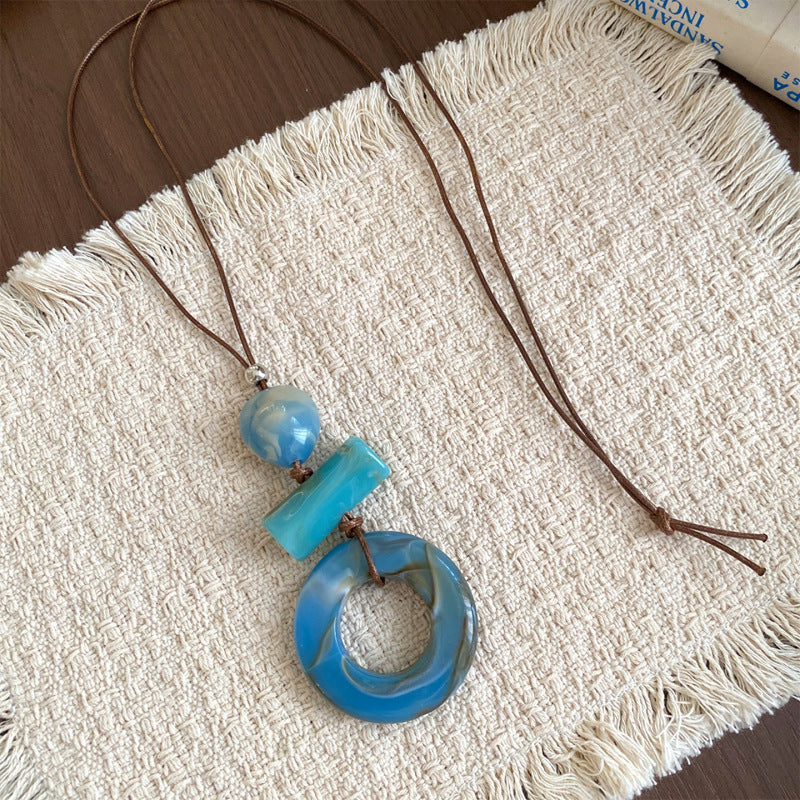 Acrylic Oval Pendant Cord Necklace - view 8