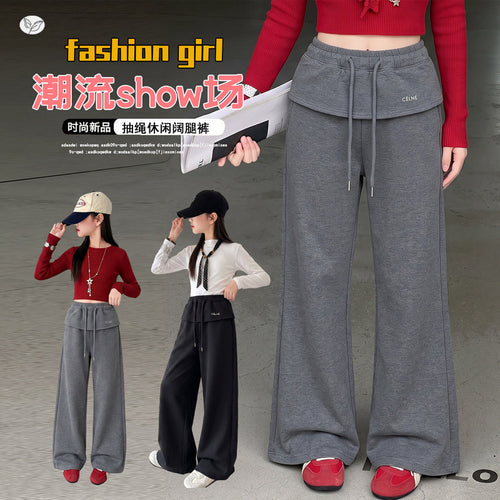 Girls' Flap Back Slightly Flared Wide-Leg Pants - Fall 2026