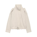 Women's Designer Stand Collar Tie-Front Loose Jacket 2026 | Trendy Jacket - Milk White