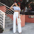 Casual Fashion High Waist Fitted Wide Leg Pants