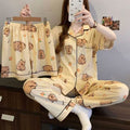 Women's Summer Japanese Short Sleeve Cardigan + Pants 3-Piece Set 2026 - 3-Piece Set Cardigan Apricot