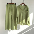Fall-Winter Artistic Retro Plus Size Linen Cotton High Waist Loose Shirt + Pants 2-Piece Set