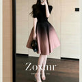 Summer Chanel-Style Elegant Short Sleeve Gradient Skirt Set