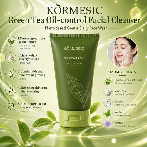 KORMESIC全英文绿茶净痘洁面乳Facial Cleanser跨境外贸厂家批发