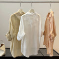 Summer Korean Slimming Tencel Lace Patchwork Sun-Protection Loose Cardigan + Shirt