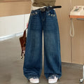 Girls' Versatile Wide-Leg Straight Jeans - Early Fall