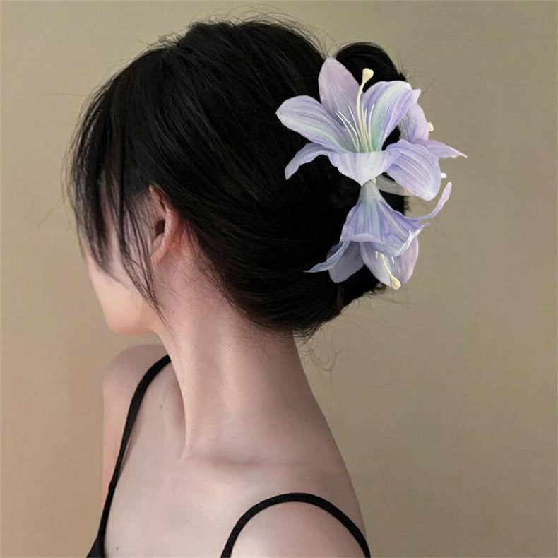 Double-Sided Fabric Flower Pearl Tassel Hair Clip - view 8