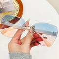 New Fashionable Rimless Beveled Women Sunglasses Trendy UV-Proof Men Sunglasses Ocean Lens Gradient Sunshade Glasses