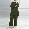 Fashion Double-Layer Loose Wide Leg Pants + Top Set