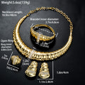 EU/US Import 18K Crescent Set Inlay Cubic Zirconia Contour Statement Necklace Bracelet Set Earrings Ring Wedding Women Set