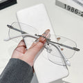 Ultra-Light Rimless Anti-Blue Plano Outdoor Fashionable Light-Changing UV-Proof Goggles Men Retro Sunglasses