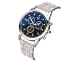 Factory Direct Vivid Blue Light Glass 3 Eye Steel Band Watch Men Quartz Watch Gift Men Overseas Watch