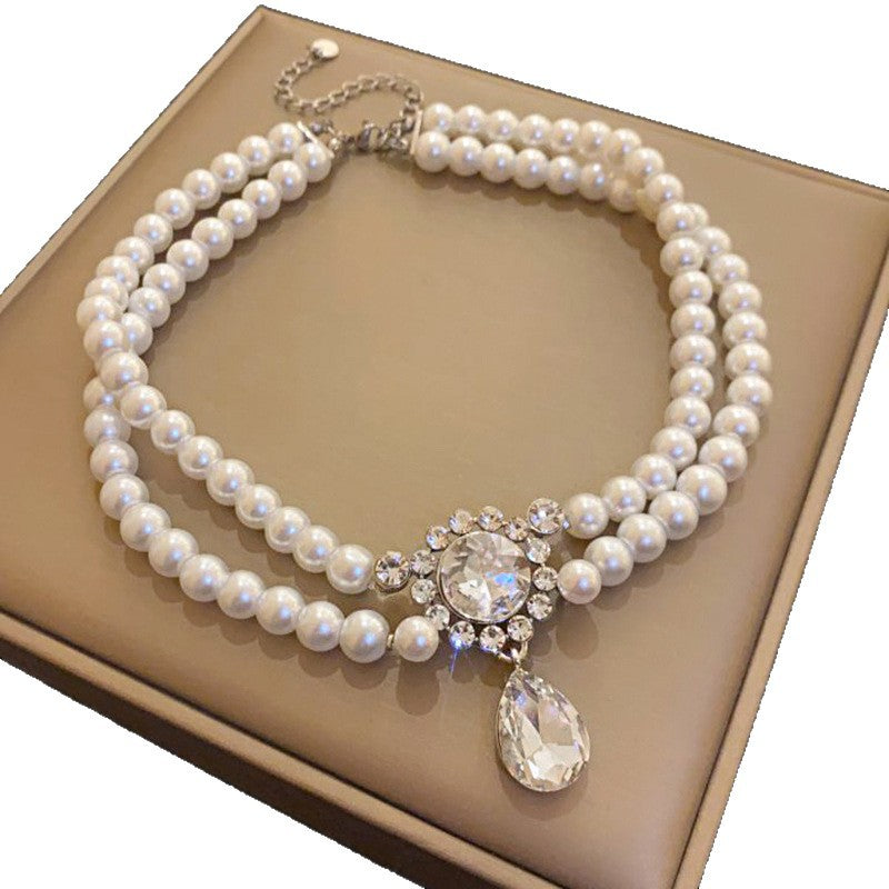 Gold-Plated Teardrop Zircon Pearl Necklace - view 5