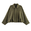 Women's Spring Fashion Batwing Sleeve Top 2026 | Casual Blouse - Green Jacket
