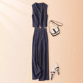 Summer Old Money French Wide Leg Pants + Vest 2-Piece Set