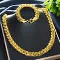 Statement Earth Luxury Cuban Chain Piece Ring Round Band Clasp Export Western Hip-Hop Bold Necklace Bracelet Set