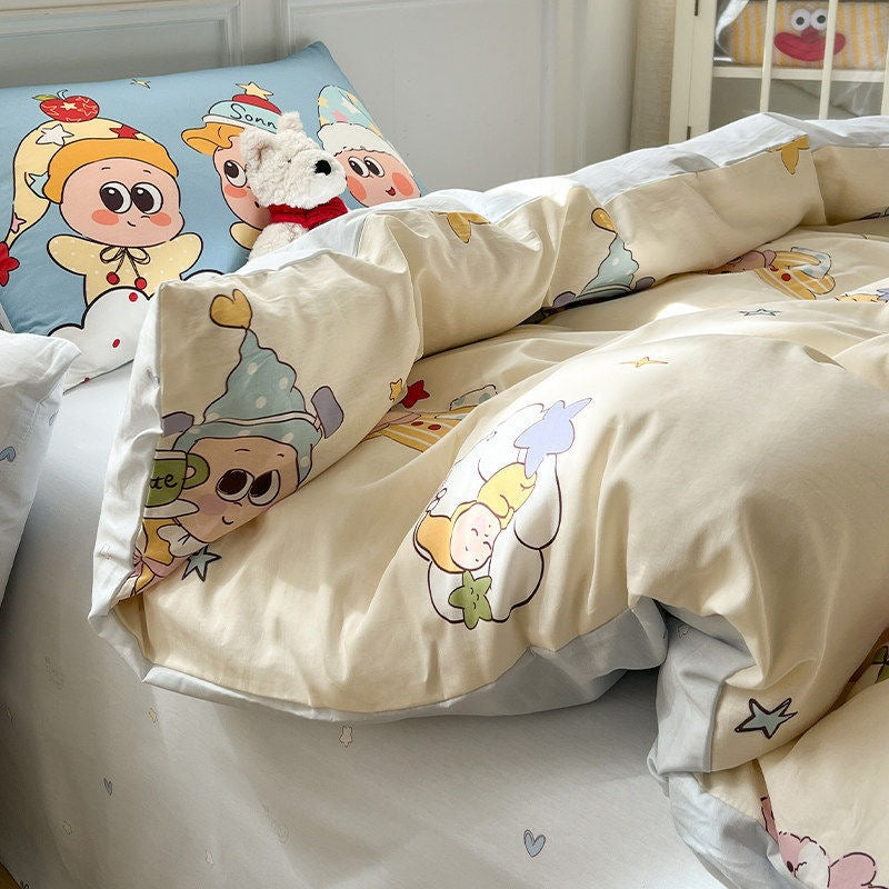 Cute Cat Cartoon Cotton 4-Piece Bedding Set - view 4