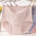 pure cotton mid-high waist plus size women's underwear lace cotton crotch plus fat enlarged briefs m