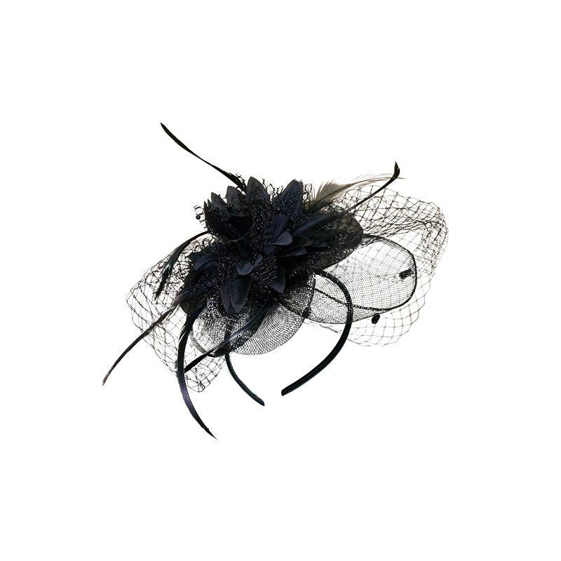 French Floral Feather Mesh Headband - view 5