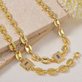 Western Light Luxury Pig Nose Chain Set Square S Letter Cubic Zirconia Gold Plated Necklace Bracelet Set Hip-Hop Couples With
