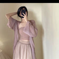 Women's Chiffon Long Open Cardigan - Sun Protection