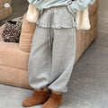 Girls' Fleece Vest Half Turtle Base Lace Trim Pants Set