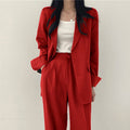 Women's Fall Korean Casual Petite Blazer Set 2026 | 2 Piece Outfit Set - Camel Pants
