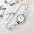 2026 New Fashionable Rhinestone Leaves Round Ladies Watch Clean Dial Adjustable Overseas Pro Supply Gift Watch