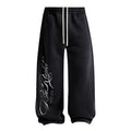 ARTIE Men's American Snow-Denim Distressed Printed Curved Leg Fleece-Lined Pants