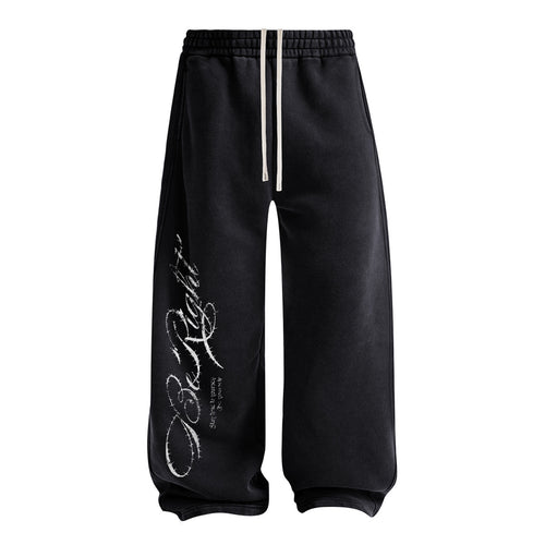 ARTIE Men's American Snow-Denim Distressed Printed Curved Leg Fleece-Lined Pants