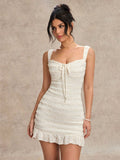 Women's Wave Hem Halter Neck Strappy Mini Dress