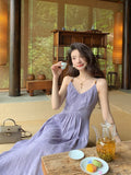Purple Camisole Fitted Beach Dress, Date Night Style