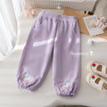 Girls' Cartoon Rocking Horse Embroidered Sweatpants