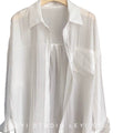 Women's Summer Casual Fashion Tencel Sun-Protection Lightweight Cardigan + Shirt + Ja - White