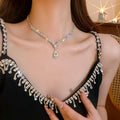 French Exquisite Rhinestone Teardrop Necklace Set Niche Fashionable Elegant Clavicle Chain Light Luxury Premium Necklace