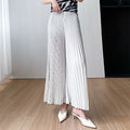 Summer Fashion Slimming High Waist Pleated Swing Loose Wide Leg Pants + Pants