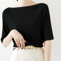Summer Short Sleeve Boat Neck High Waist Cropped Knit Top + Tee